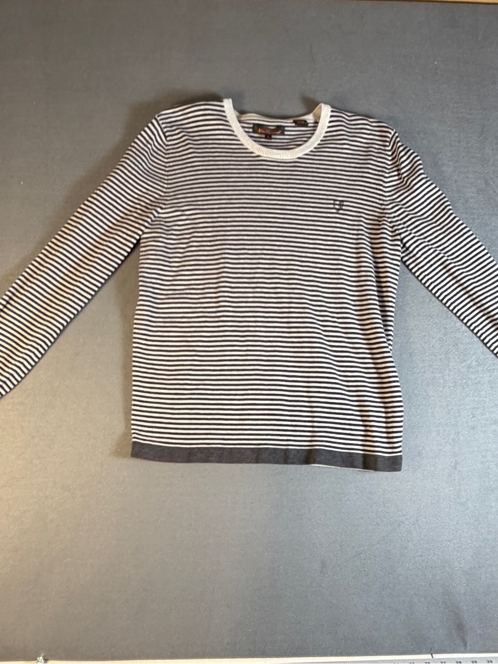 Ben Sherman White & Navy Striped Crewneck Sweater